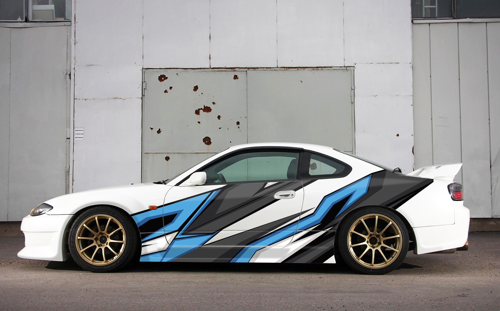 Car Livery Wrap, Racing Vehicle Side Decal, Side Graphic, Abstract, Vinyl Sticker, Lightning, Drift, CUSTOM, Fit Any Car, Blue