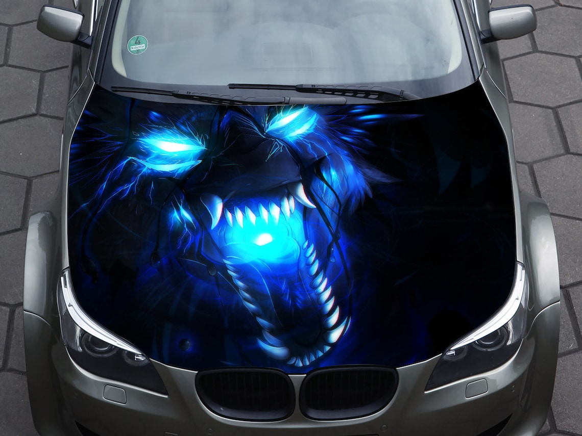 Car hood wrap decal wolf angry vinyl sticker graphic Etsy