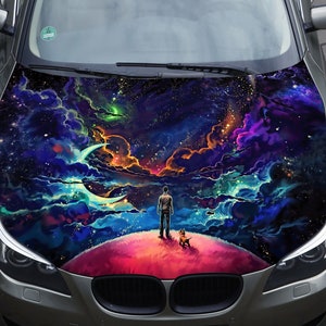 Car Hood Wrap Space Galaxy, Bonnet Vinyl Sticker, Full Color Graphic ...