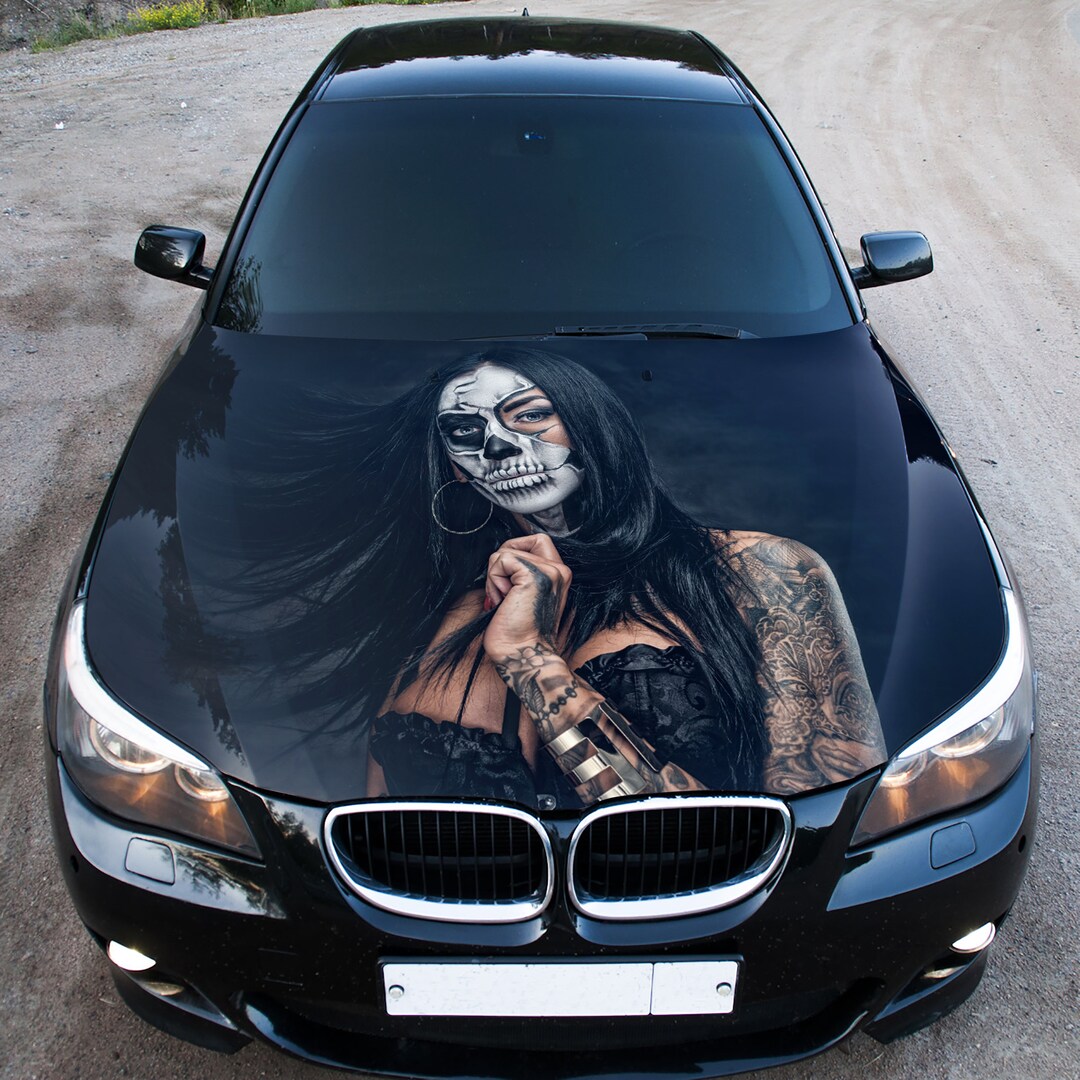 Sugar Skull Girl Car Hood Wrap, Car Hood Decal, Car Hood Sticker, Hood