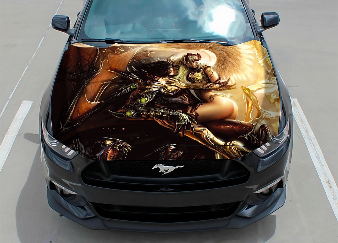 Car Hood Wrap Decal Vinyl Sticker Graphic Angel Demon Etsy