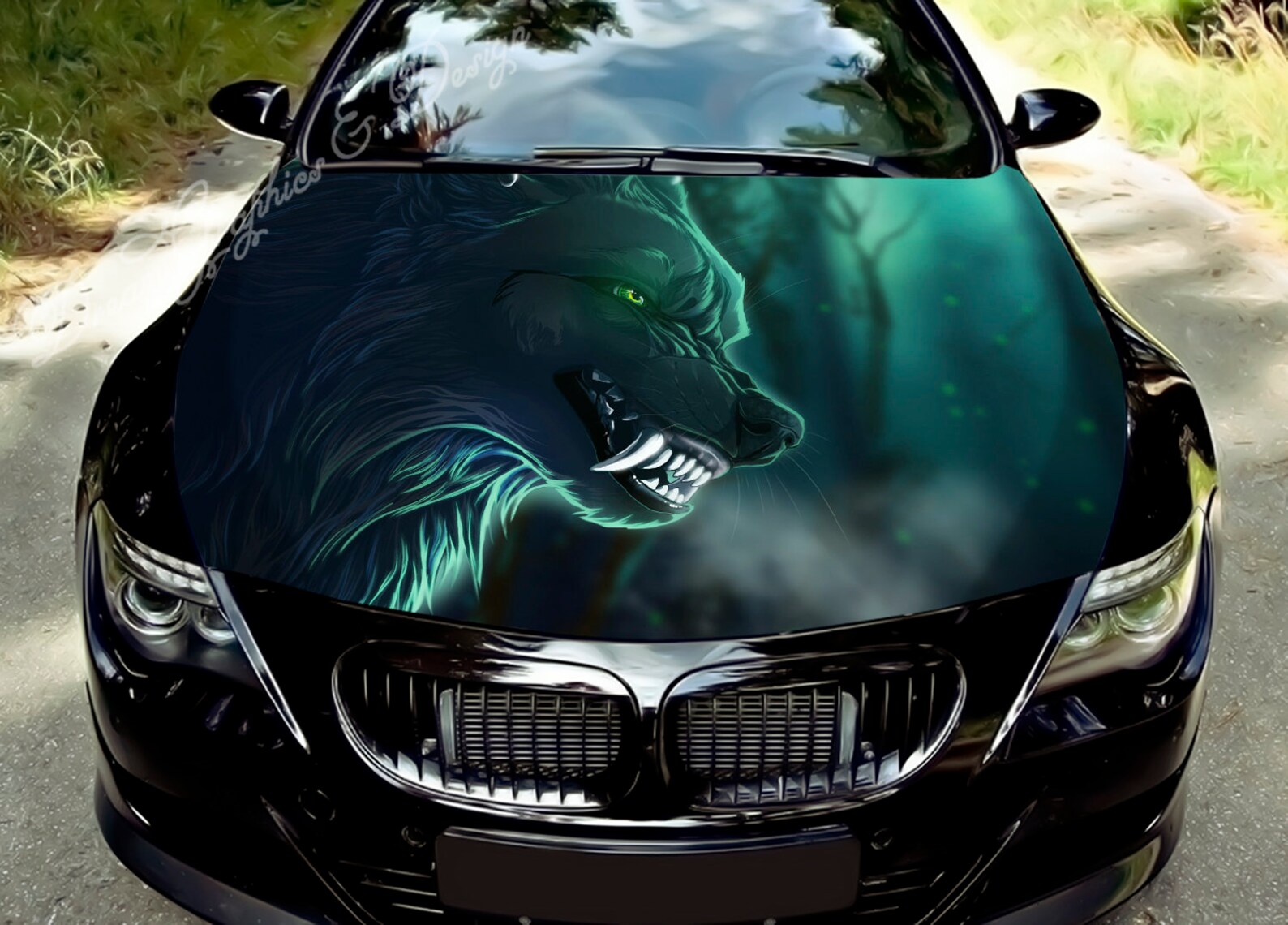 Car hood decal wrap decal wolf angry vinyl sticker Etsy