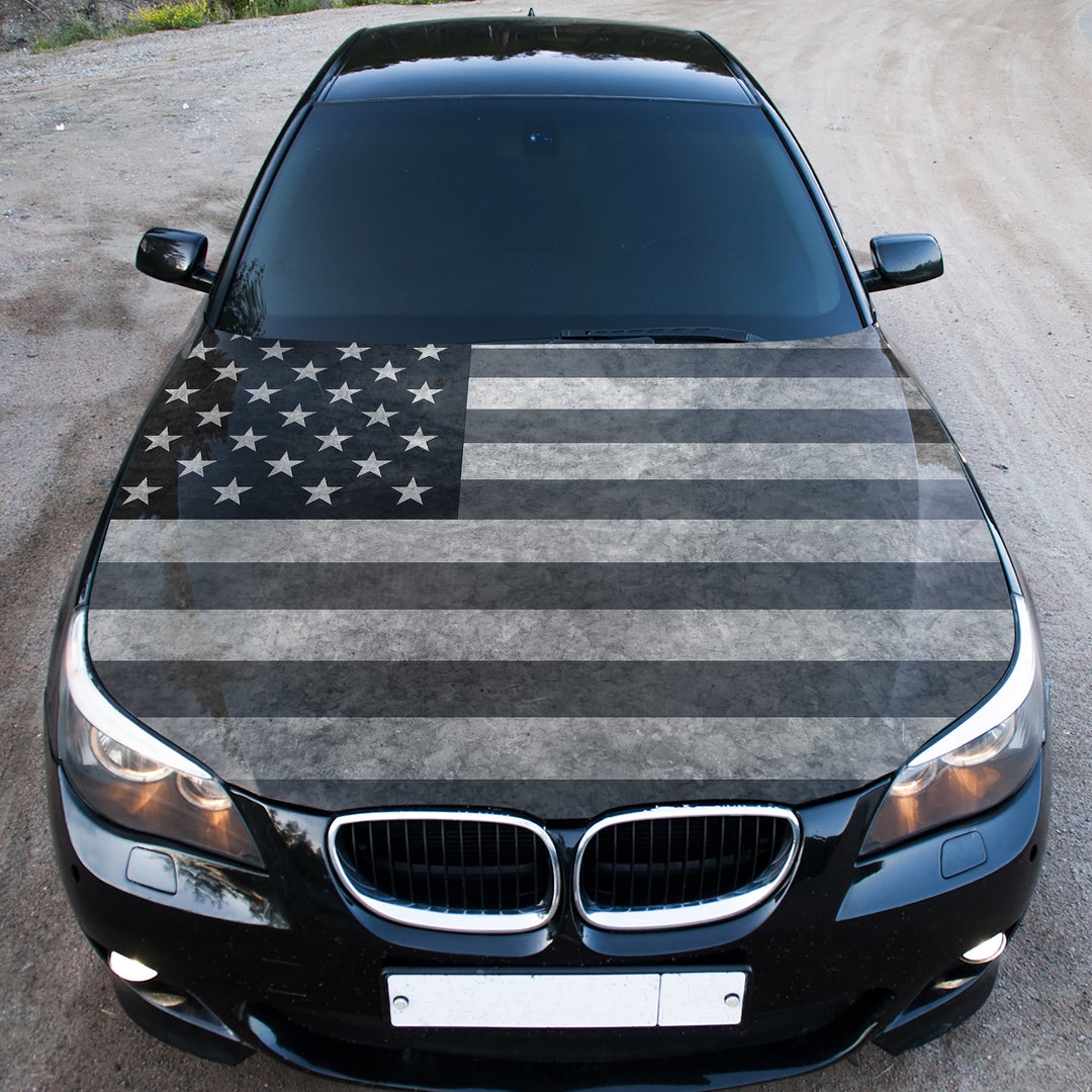 Distressed American Flag Car Hood Wrap, Car Hood Decal, Car Hood