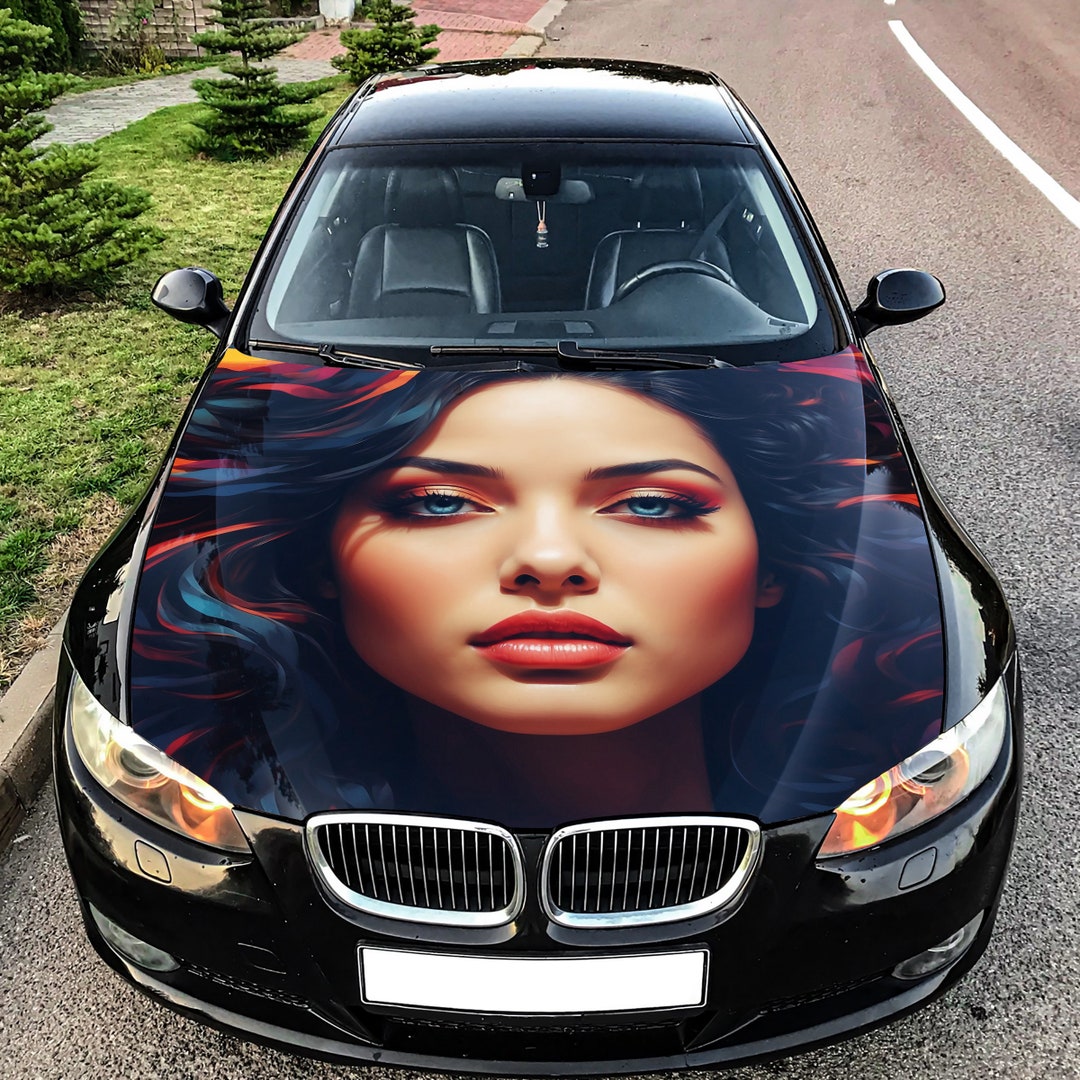 Cute Girl Car Hood Wrap, Car Hood Decal, Car Hood Sticker, Hood Wrap