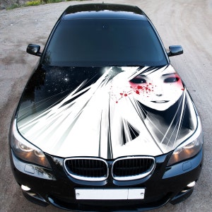Dark Anime Girl Car Hood Wrap, car hood decal, car hood sticker, hood wrap for cars, truck hood wrap, bonnet, custom car hood wrap, graphics