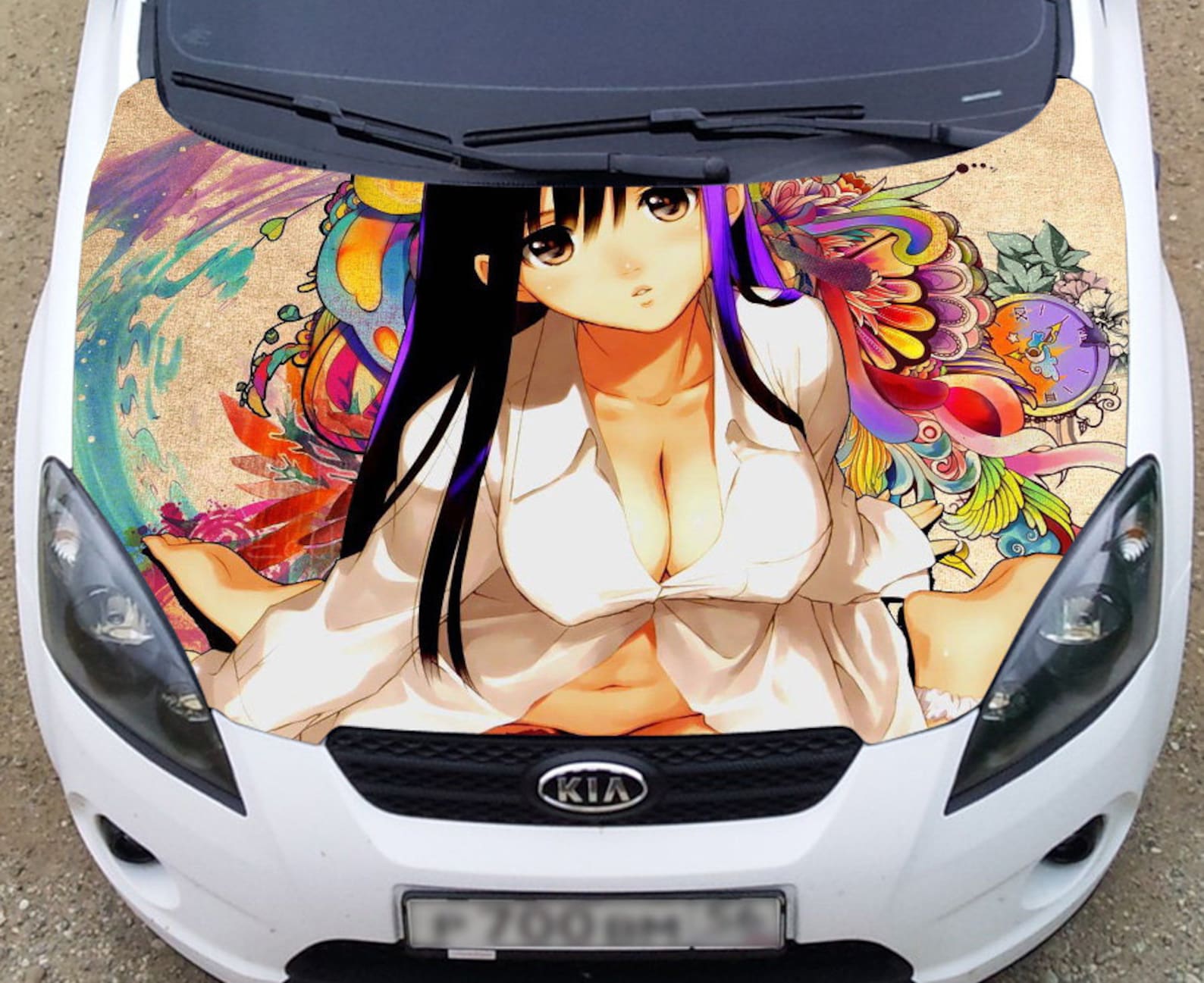 Sexy Anime Full Color Graphics Wrap Decal Vinyl Sticker Fit any Car Hood 01...