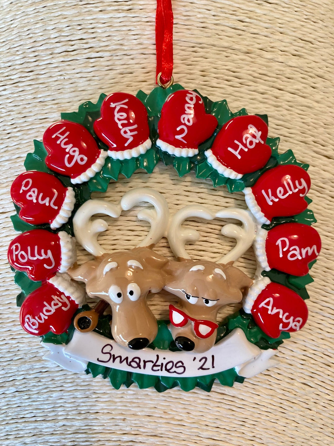 Personalised Mitten Wreath Family of 10 Christmas Tree Etsy