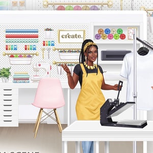 Craft Room Scene, Room Background, Customizable Background Clipart, Crafting Room png, Scene Creator, Sublimation png