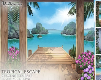 Summer Beach Background, Tropical Scene, Scene Creator, Background Creator, Beach Scene,