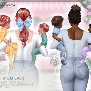 Clipart fête des mères, maman vie PNG, Portrait de famille, maman bambin clipart, maman clipart, Sublimation Design, Clipart vue arrière