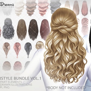 Haar clipart, mode meisje clipart, zwart meisje kapsel clipart, vlecht kapsel, natuurlijk haar vrouw clipart, krullend haar, golvend kapsel