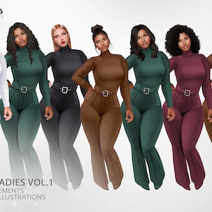 Mode Clipart, Mode Illustration, schwarzes Mädchen Clipart, Girl Boss Clipart, afroamerikanische Clipart, Curvy, Sexy, Afro Girls Clipart