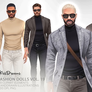 Black Man Clipart, Hunk Boyfriend Clipart, Male Mustache Facial Hair, Clipart, Business Outfit, Black Man Clipart, Bachelor, Husband