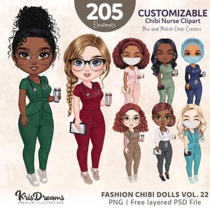 Chibi HealthCare Clipart, Medical Nurse Clipart PNG, Hospital Clipart, Sisters Clipart, Scrubs Best Friends Clip Art, Sublimation Design PNG