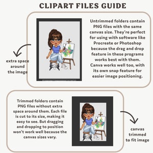 Cartoon Crafter Customizable Clipart: Chibi Woman Arts and Crafts, Sewing, Small Business PNG Bundle | Mix and Match Digital Doll image 8