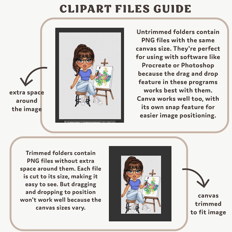 Cartoon Crafter Customizable Clipart: Chibi Woman Arts and Crafts, Sewing, Small Business PNG Bundle | Mix and Match Digital Doll image 8