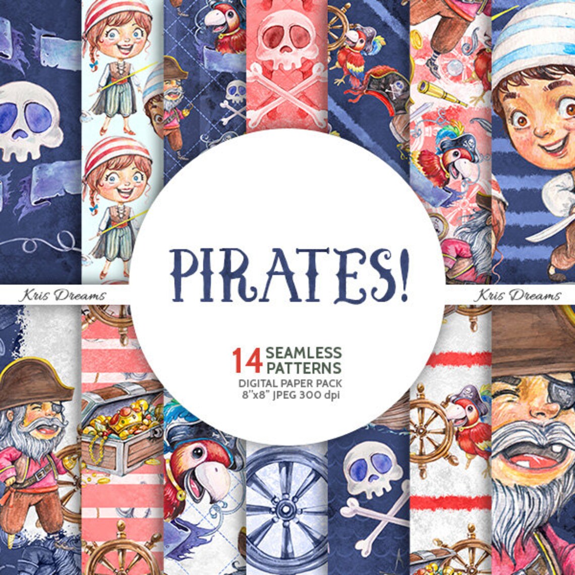 Pirates Digital Paper Seamless Paper Instant Download Pirate | Etsy