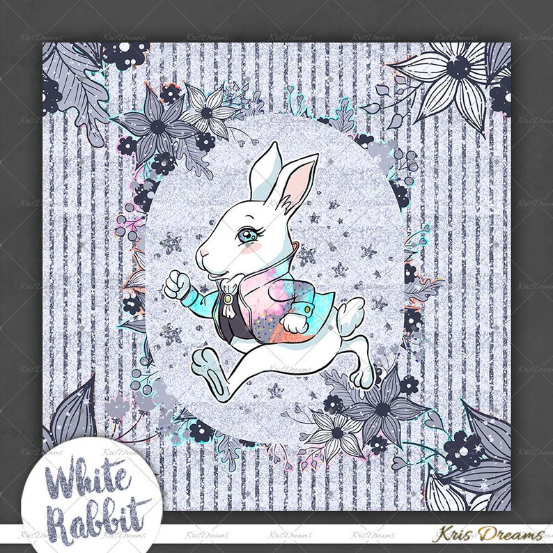 Weißes Kaninchen Märchen Digital Papier Kindergarten Baby Etsy