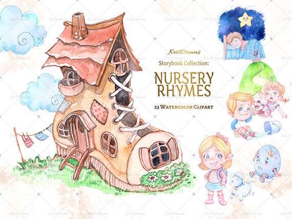 Nursery Rhyme Clip Art Watercolor Clip Art Children S Book Etsy