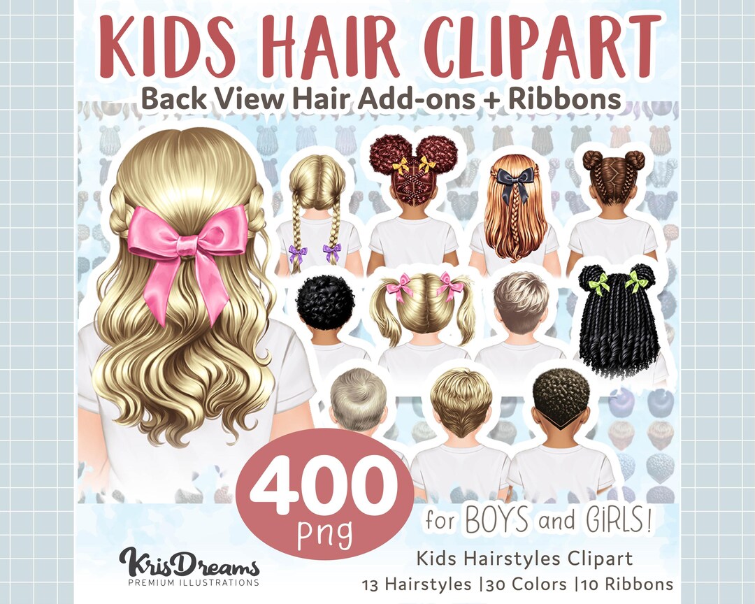 Back View Kids Hairstyles Clipart for Boys and Girls – Braids, Locs ...