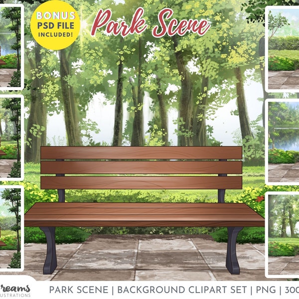 Park Scene Background, Landscape Clipart, Nature Clipart, Foliage Clipart, Background Creator, Vacation, Travel Scene