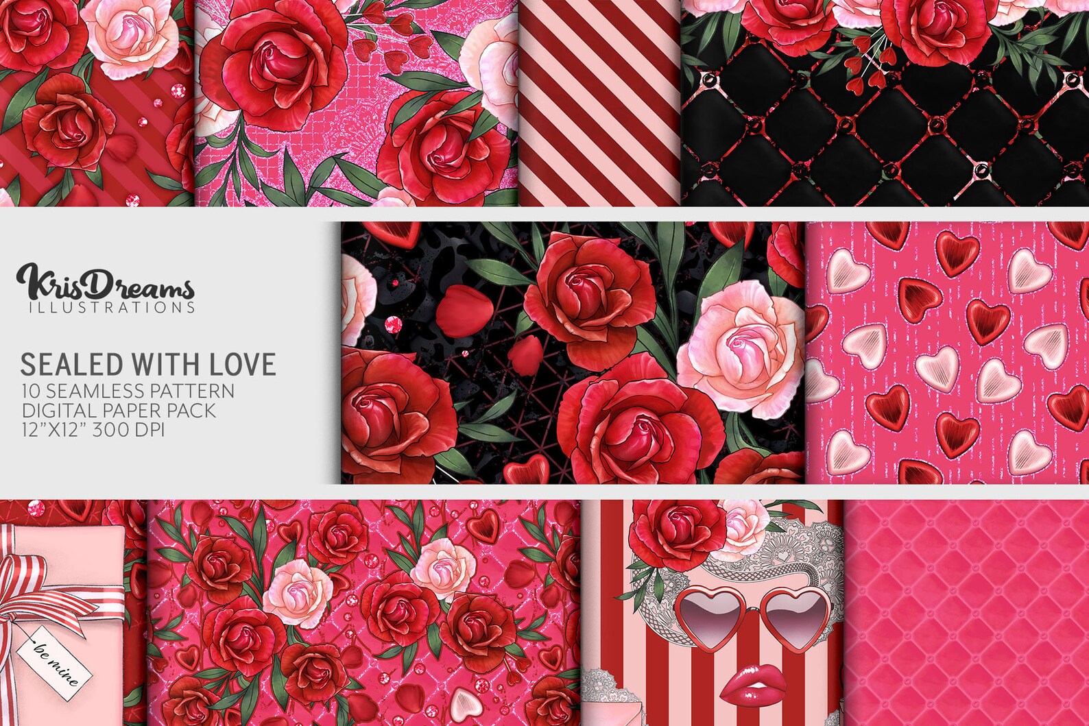 Valentines Day Digital Paper - Seamless Pattern - Valentines Download ...