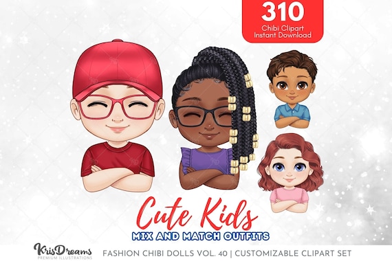 Chibi Style Children Clipart, Cute clipart png, Child Png, Kids clipart, Boy clipart, Girl clipart, Png Files for Sublimation