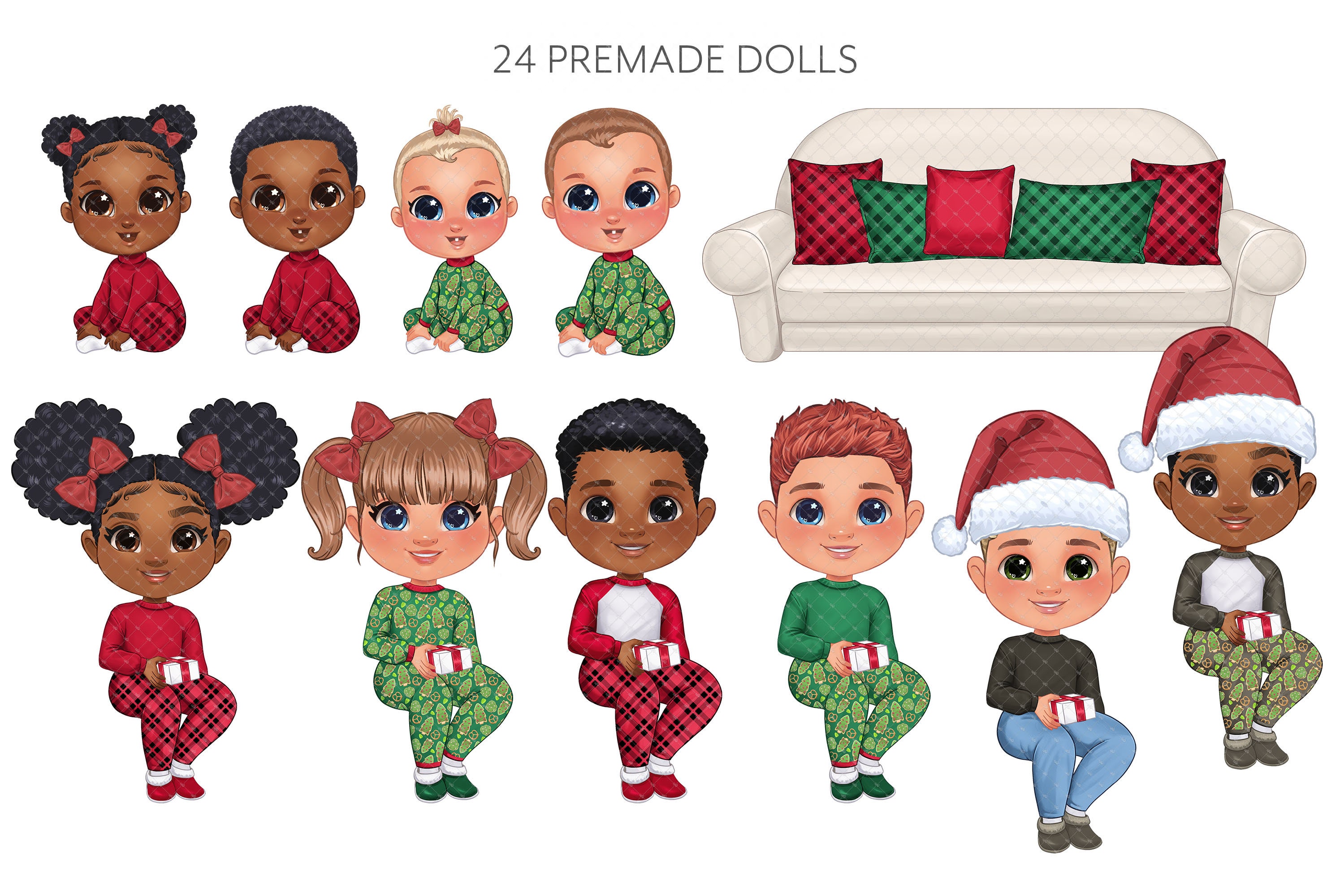 Christmas Family Chibi Clipart, Chibi Children Png, Mom Dad Kids Baby  Pajama Customizable Design in PSD and Png - Etsy Israel, image size:2999x2000