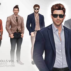 Black Man Beard Clipart, Hunk Male Clipart, Male Mustache Facial Hair, Clipart, Business Outfit, Black Man Clipart, Boss Babe