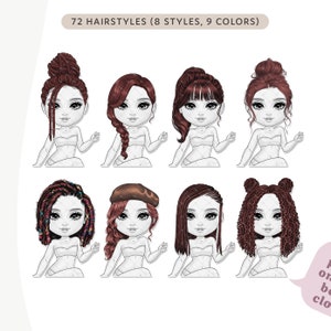 Cartoon Crafter Customizable Clipart: Chibi Woman Arts and Crafts, Sewing, Small Business PNG Bundle | Mix and Match Digital Doll image 6