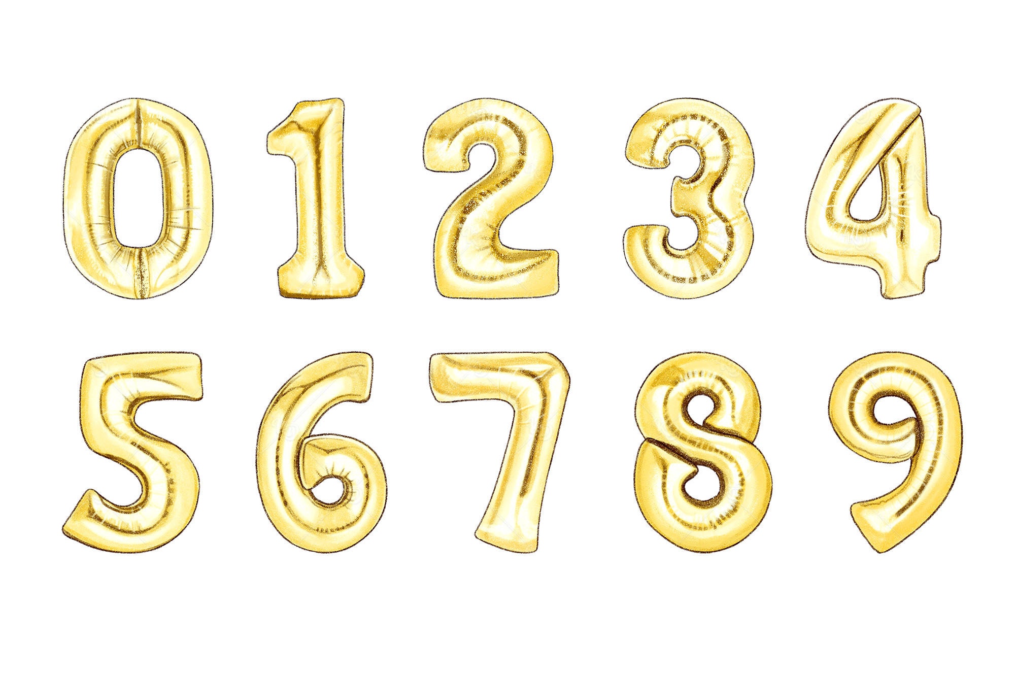 Number Balloon Clip Art Handdrawn Clip Art Party Clipart | Etsy