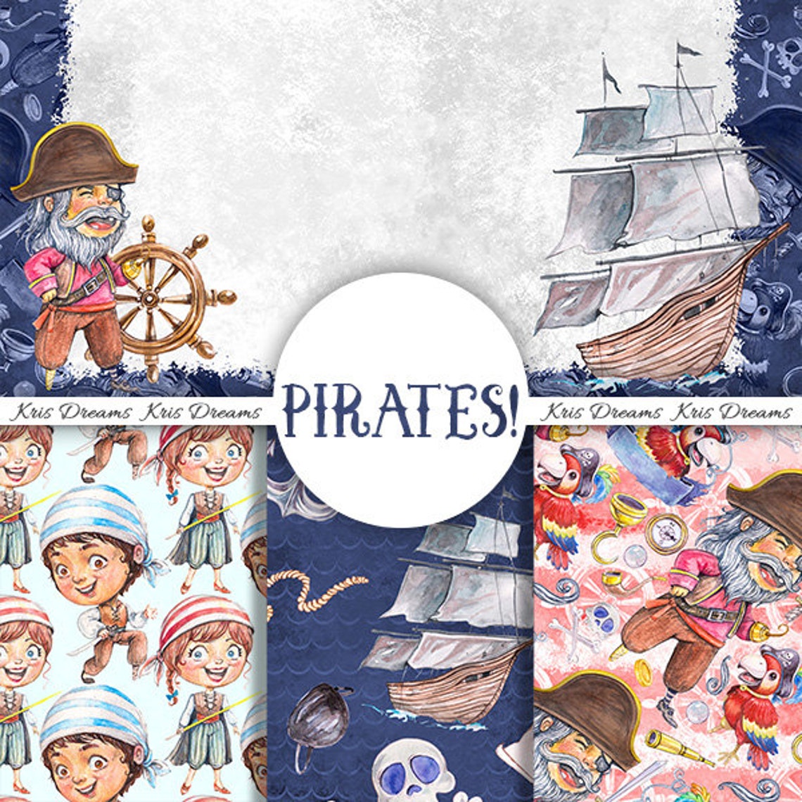 Pirates Digital Paper Seamless Paper Instant Download Pirate | Etsy