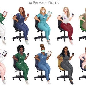 HealthCare Clipart, Medical Nurse Clipart PNG, Hospital Clipart, Sisters Clipart, Scrubs Best Friends Clip Art, Sublimation Design PNG image 2