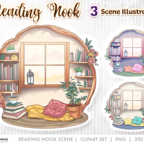 Book Nook, Reading Nook, Background, Digital Download