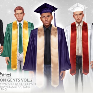 Male College Students Graduation | Customizable Fashion Clipart