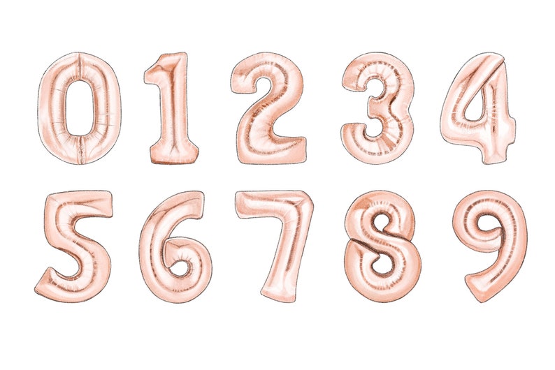 Number Balloon Clip Art Handdrawn Clip Art Party Clipart | Etsy