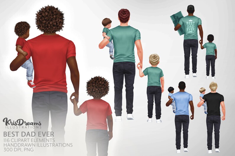 Father’s Day clipart, Dad Life PNG, Father and son, Parents Clipart, Dad png, Father clipart, Sublimation Design, Back View Clipart image 2