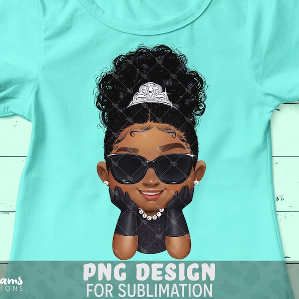 Fille d'anniversaire png, Princesse élégante Png, Petit déjeuner aux graphiques de Tiffany, Petite reine afro png, Conception de sublimation