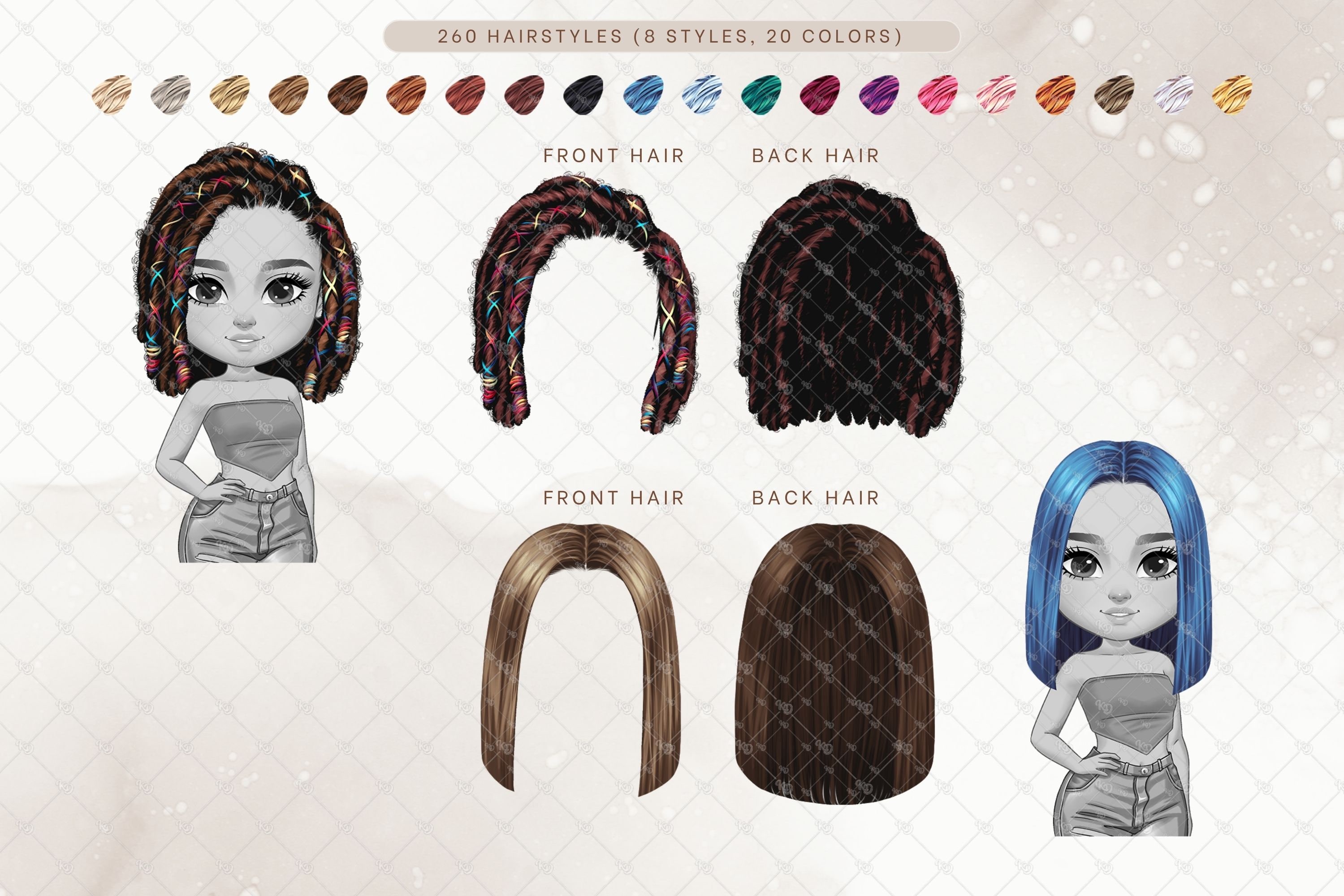 Chibi Haarschmuck | Frisur PNG Clipart Bundle | Afro Haar, Lockig, Zöpfe,  Natürlich, Locken | Digitale Planer Aufkleber, Sublimationsdesign - Etsy  Schweiz, image size:2999x2000