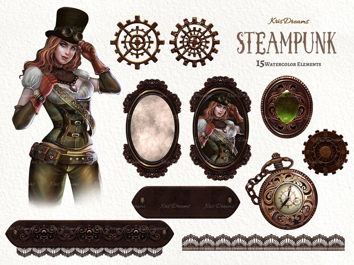 Steampunk Clip Art Victorian Steampunk Clipart Cosplay Fashion | Etsy