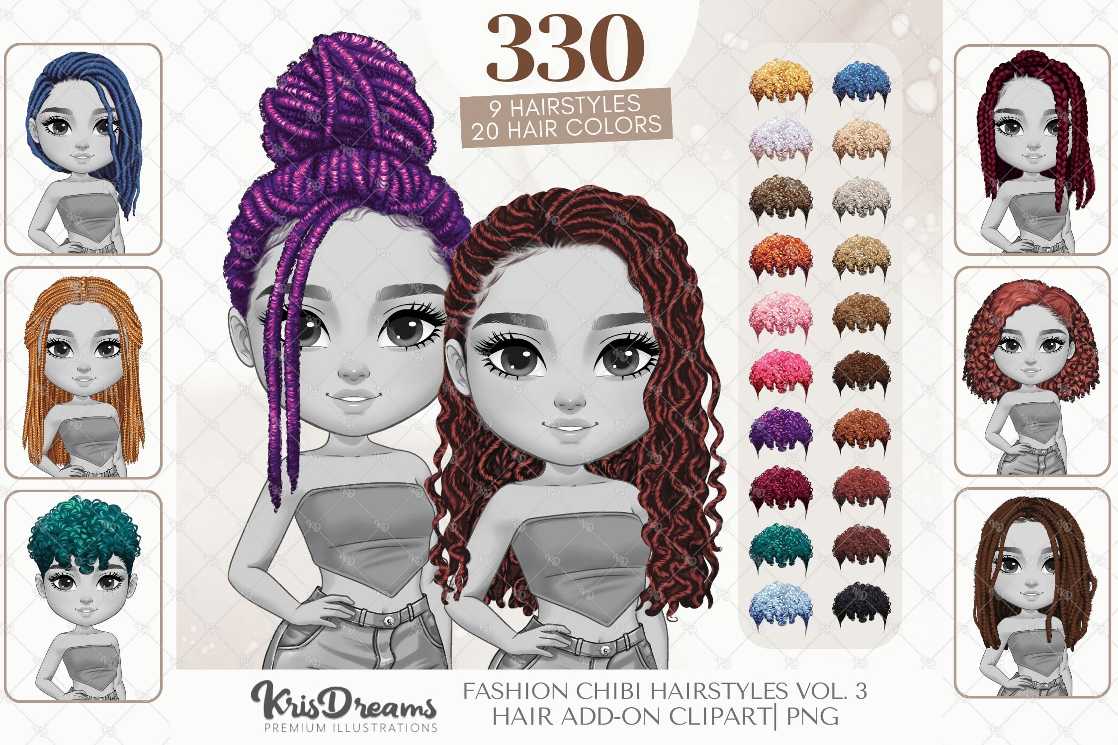 Chibi Frisuren Add-on, Haar PNG Bundle, Afro Haar, Lockig, Vorderseite,  Rückseite Haar, digitale Planer Aufkleber, Sublimationsdesign - Etsy Schweiz, image size:2249x1500