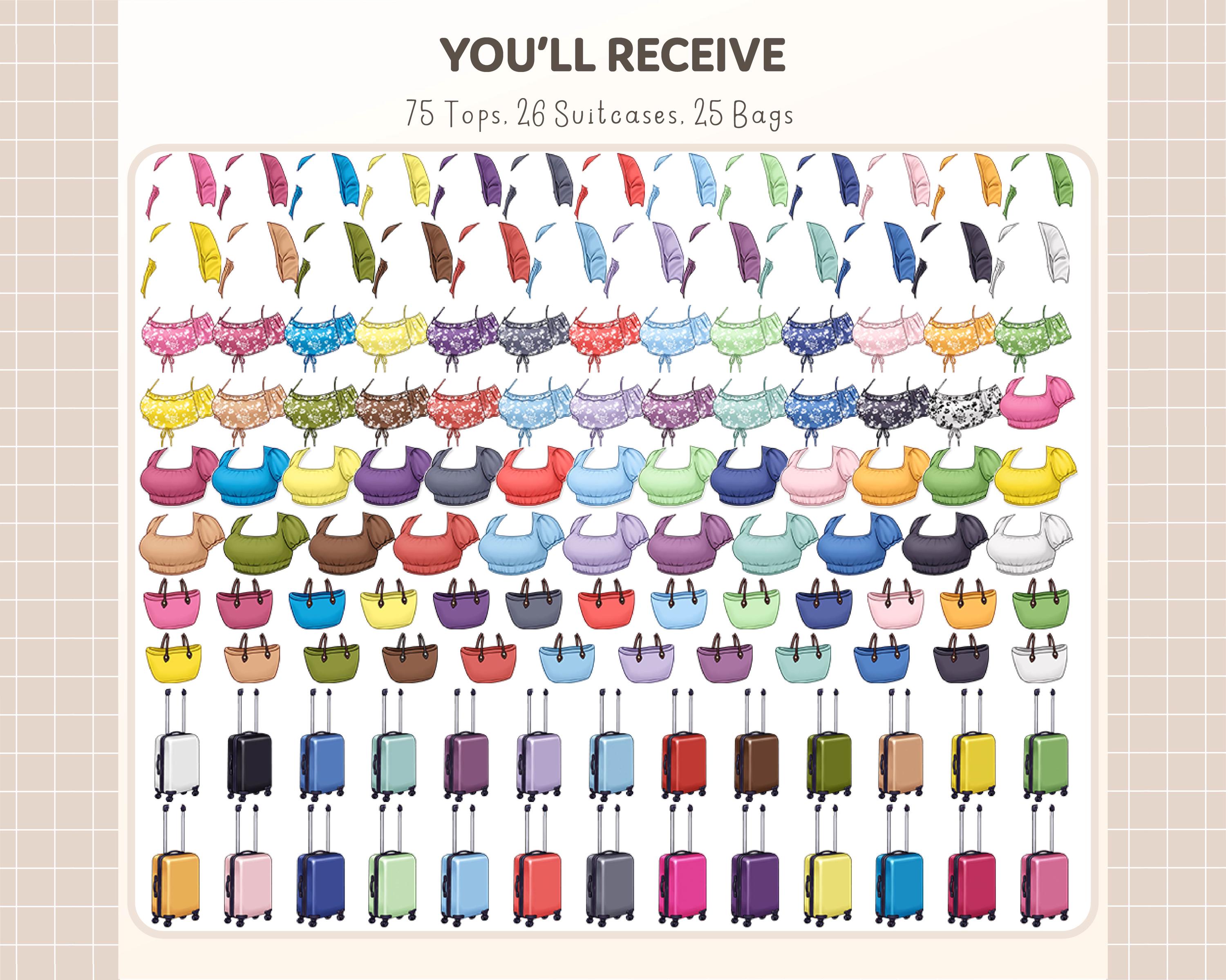Customizable Characters Graphics Customizable Curvy Girl Clipart Kit – Travel Beach Character Creator ...