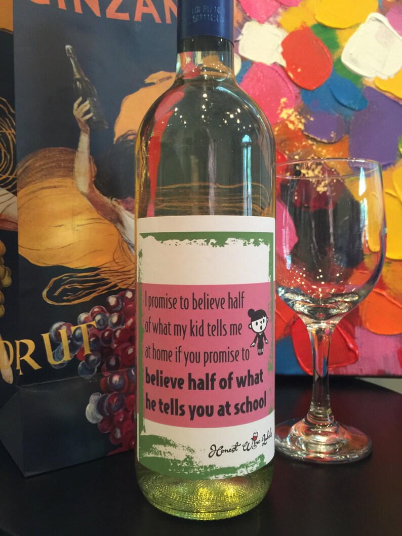 funny wine labels for teachers i promise single etsy