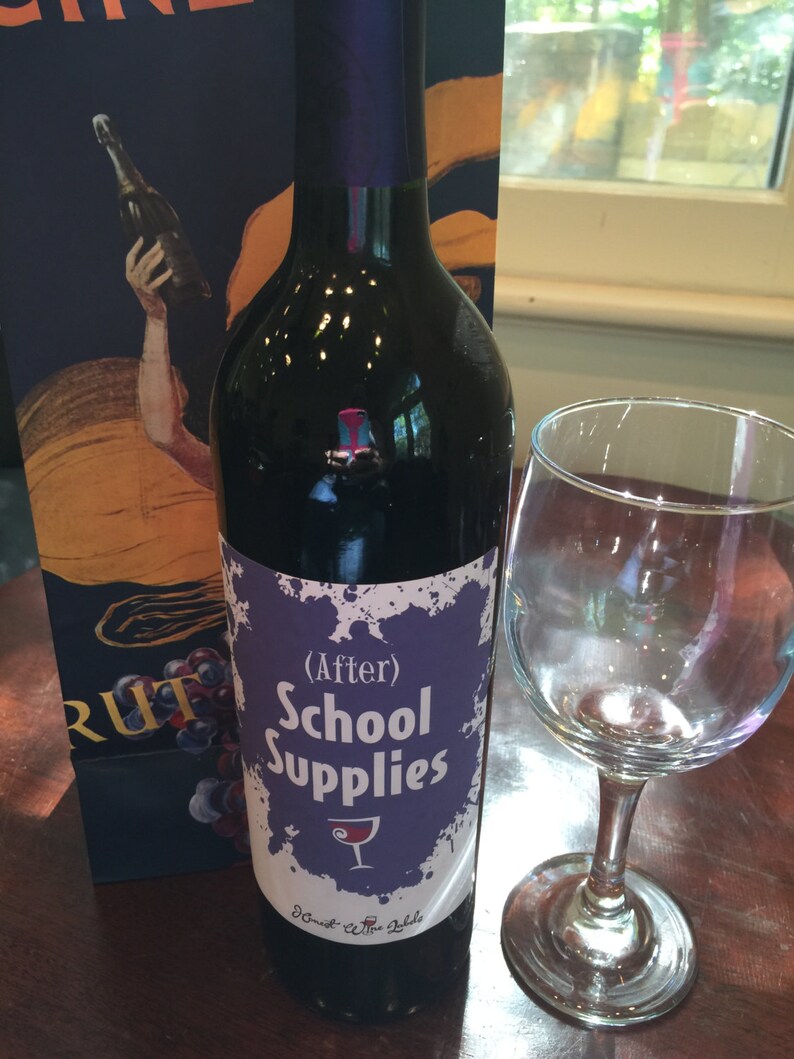 funny wine labels for teachers out of school etsy