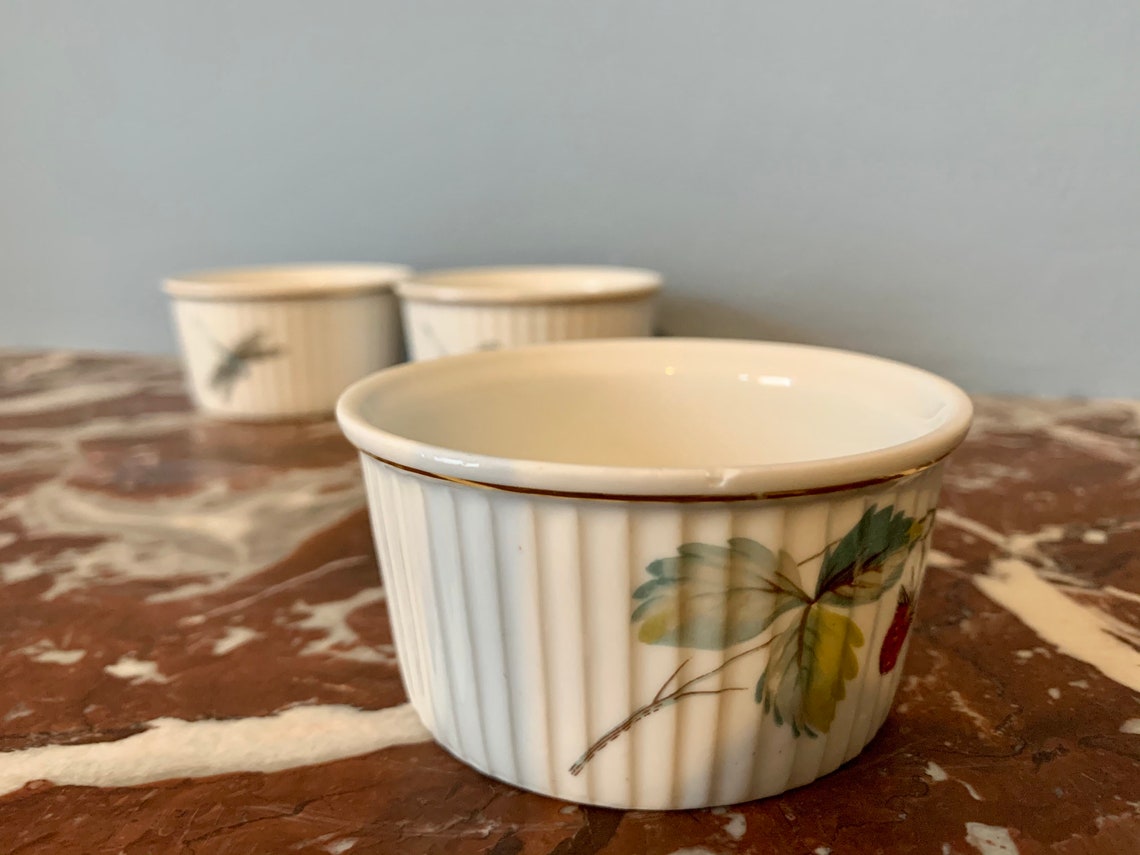 Set of three Royal Worchester strawberry fair ramekins // Etsy
