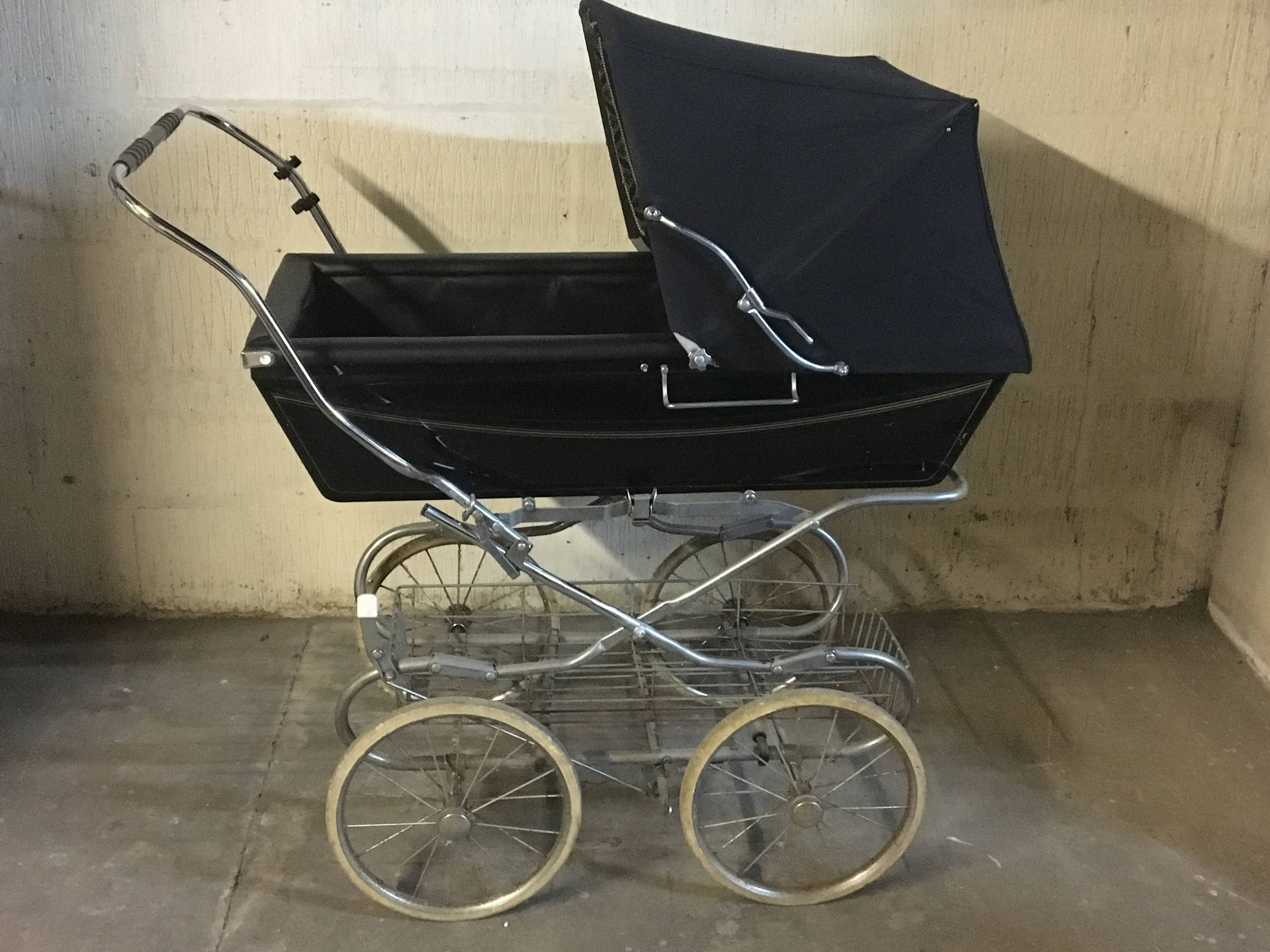 navy silver cross pram