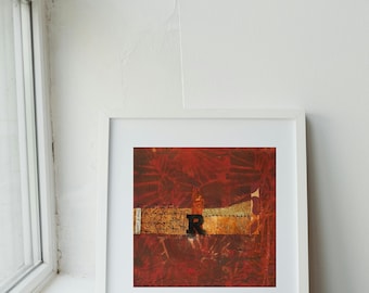 Fragmentos em Vermelho - Colagem Abstrata em Papel