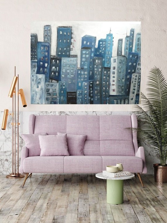 Abstrake Stadt Auf Leinwand 140x100 Etsy
