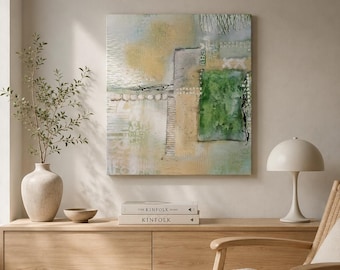 original abstrakte Acrylcollage auf Leinwand 50*60 aus einer Serie von 3 Bildern, modernes Wandbild im Scandistyle Unikat