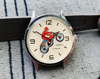 Collectible watch CHAIKA motorcycle 17 jewels Uglich factory/Vintage watch Chayka Seagull motosport biker made in Soviet Union/USSR watch